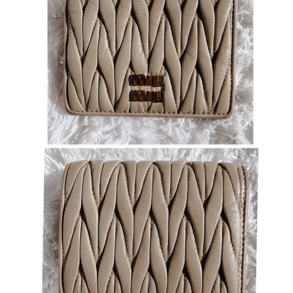 Miu Miu Taupe Quilted Wallet - Picture 2 of 10